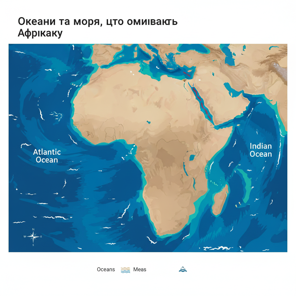Океани та моря, що омивають Африку